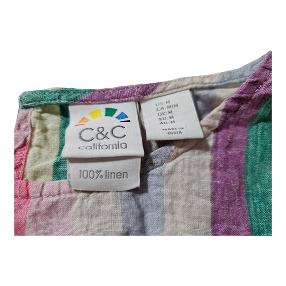 C&C California rainbow striped linen top size Medium - Picture 3 of 7